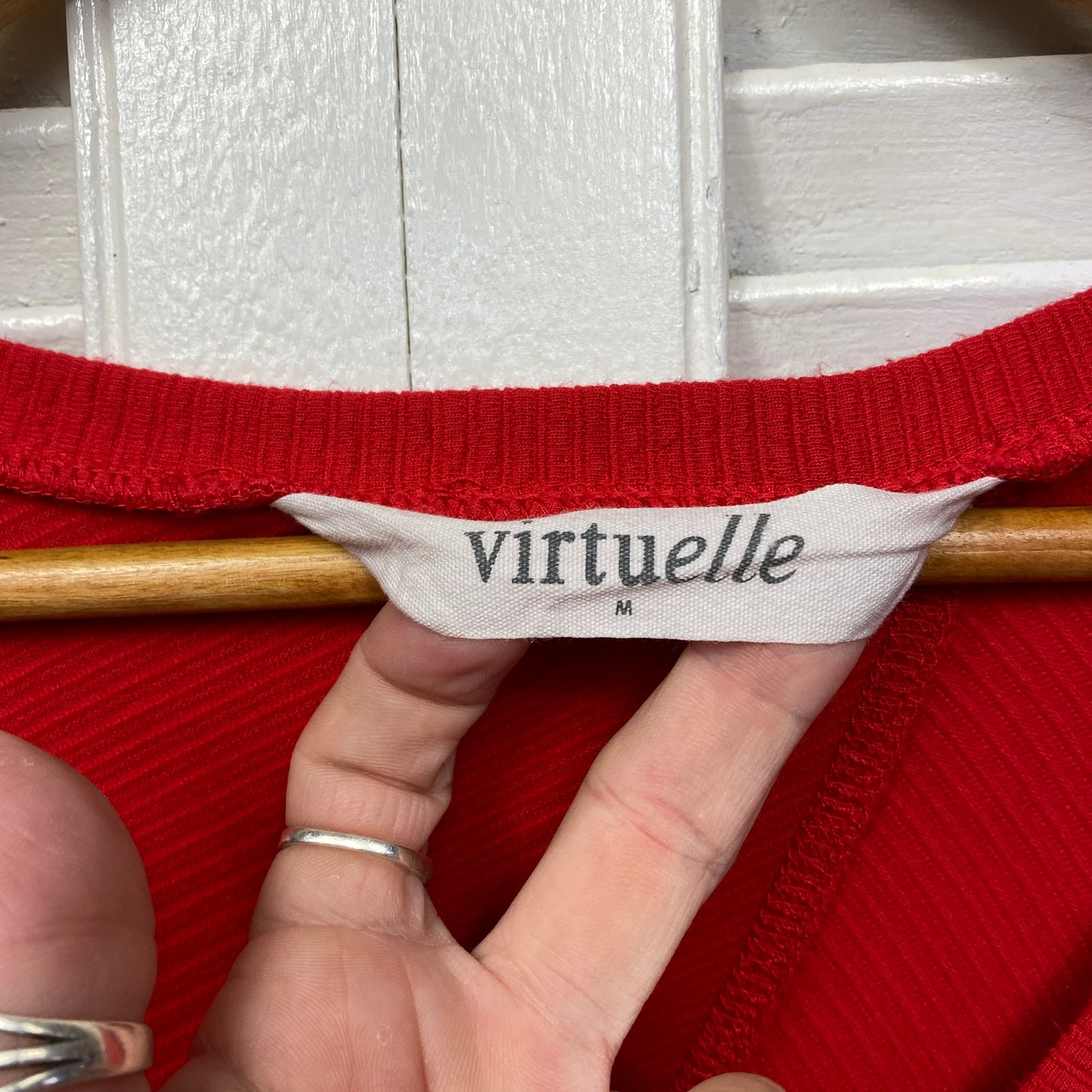 Virtuelle Top Size 18 Medium Red 3/4 Sleeve Textured