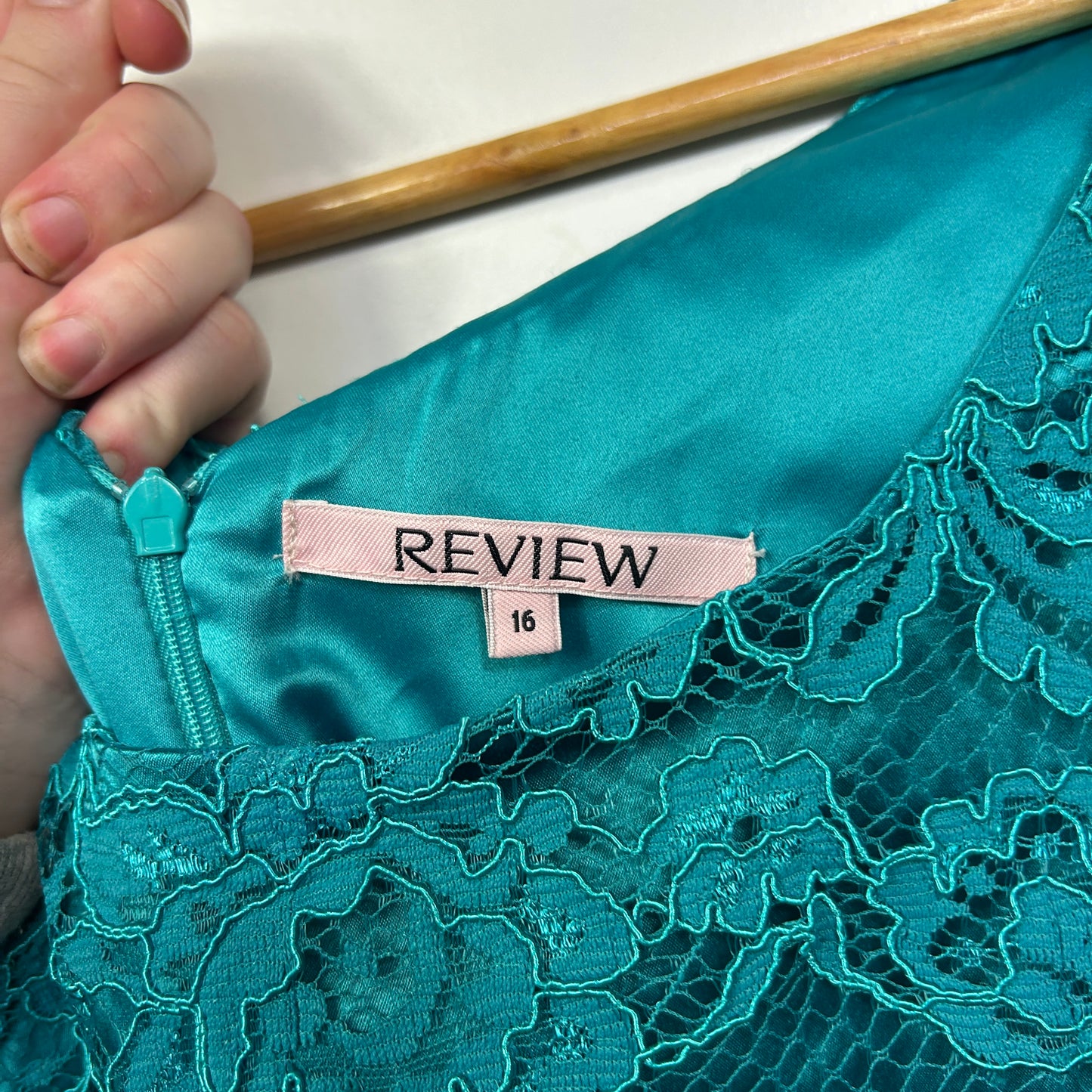 Review Teal Lace Cocktail Dress - Size 16