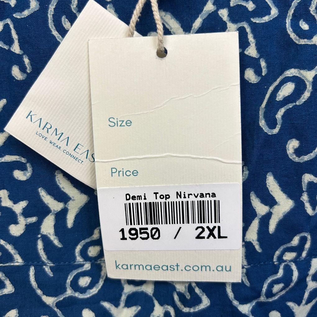 Karma East Blue Cotton Top - Size 2XL