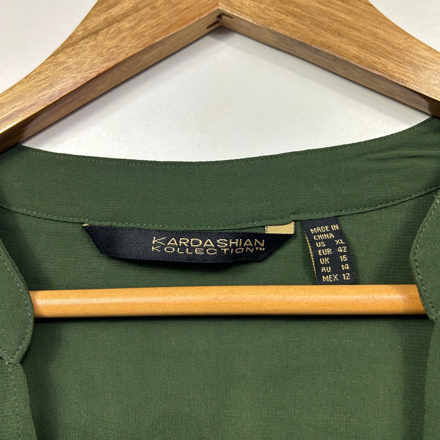 Kardashian Kollection Olive Green Blouse - Size 14/XL