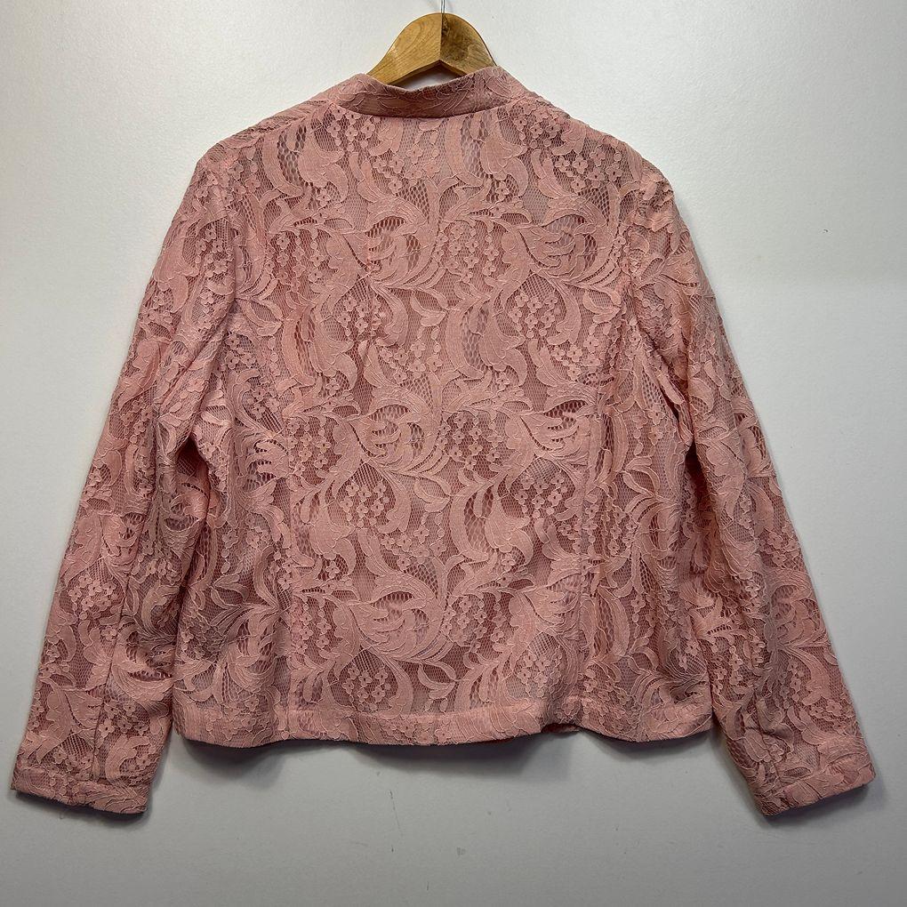 Kaleidoscope Pink Lace Cotton Jacket - Size 16/18