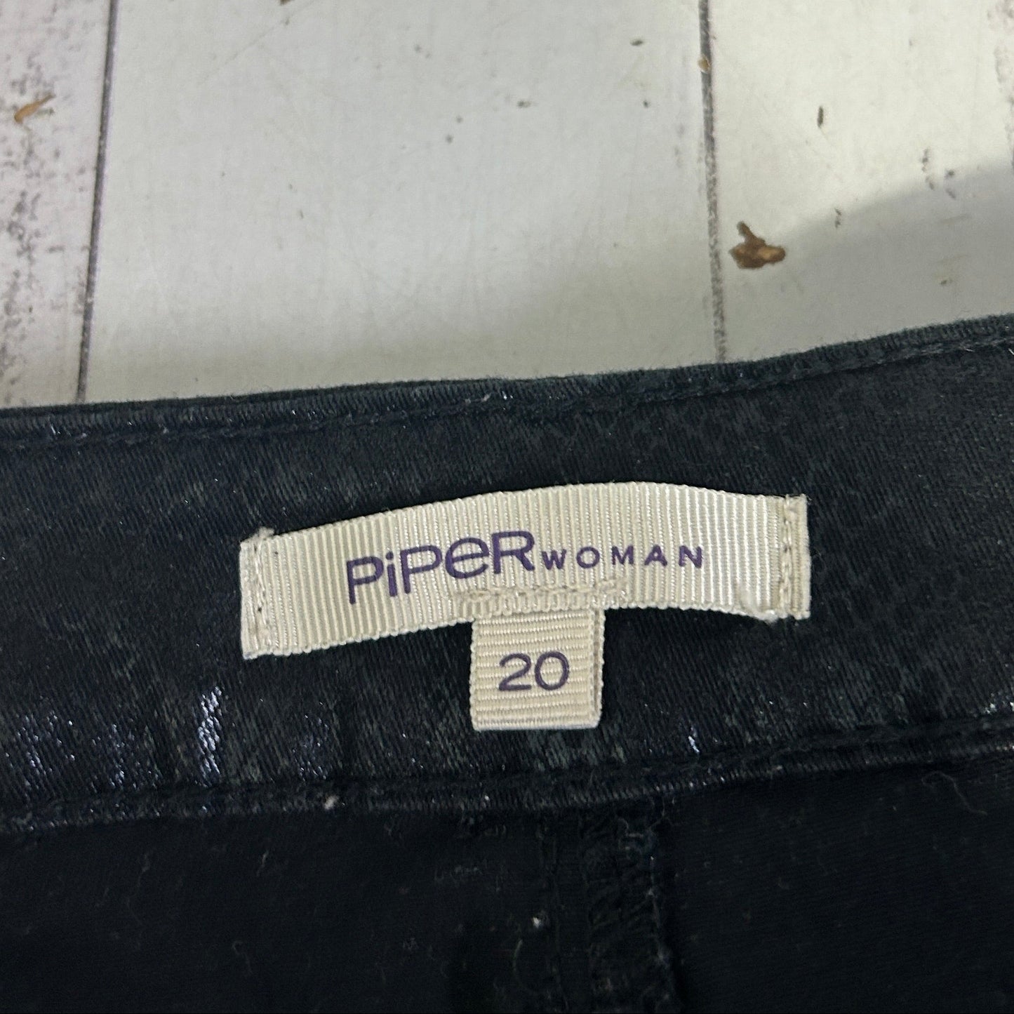 Piper Woman Black Textured Pants - Size 20