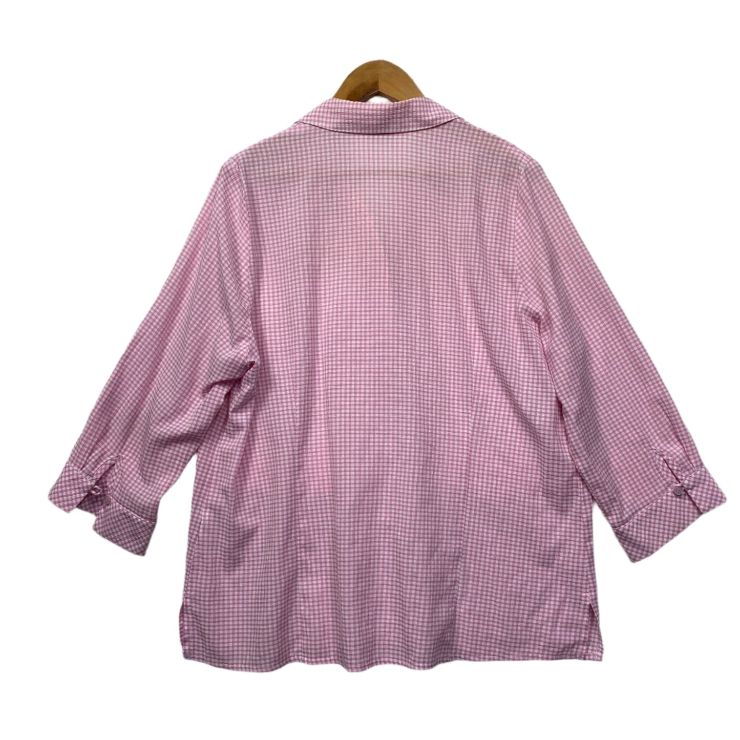 Fella Hamilton Top Size 16 Long Sleeve Pink Gingham Check Button