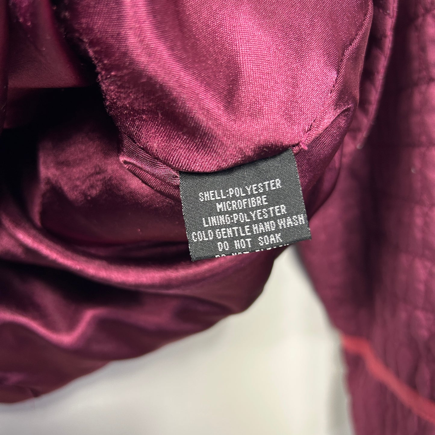 Liz Jordan Quilted Jacket Size Large 14 Maroon Pockets Long Sleeve