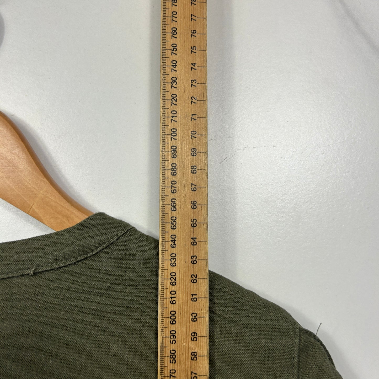 W Lane Olive Green Linen Blouse - Size 14