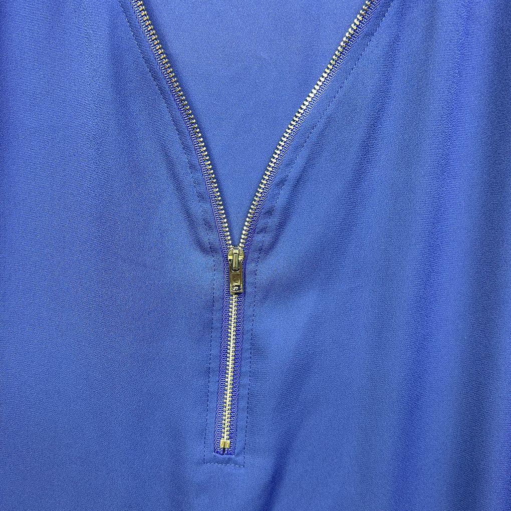 City Chic Blue Zip Front Top - Size S/16