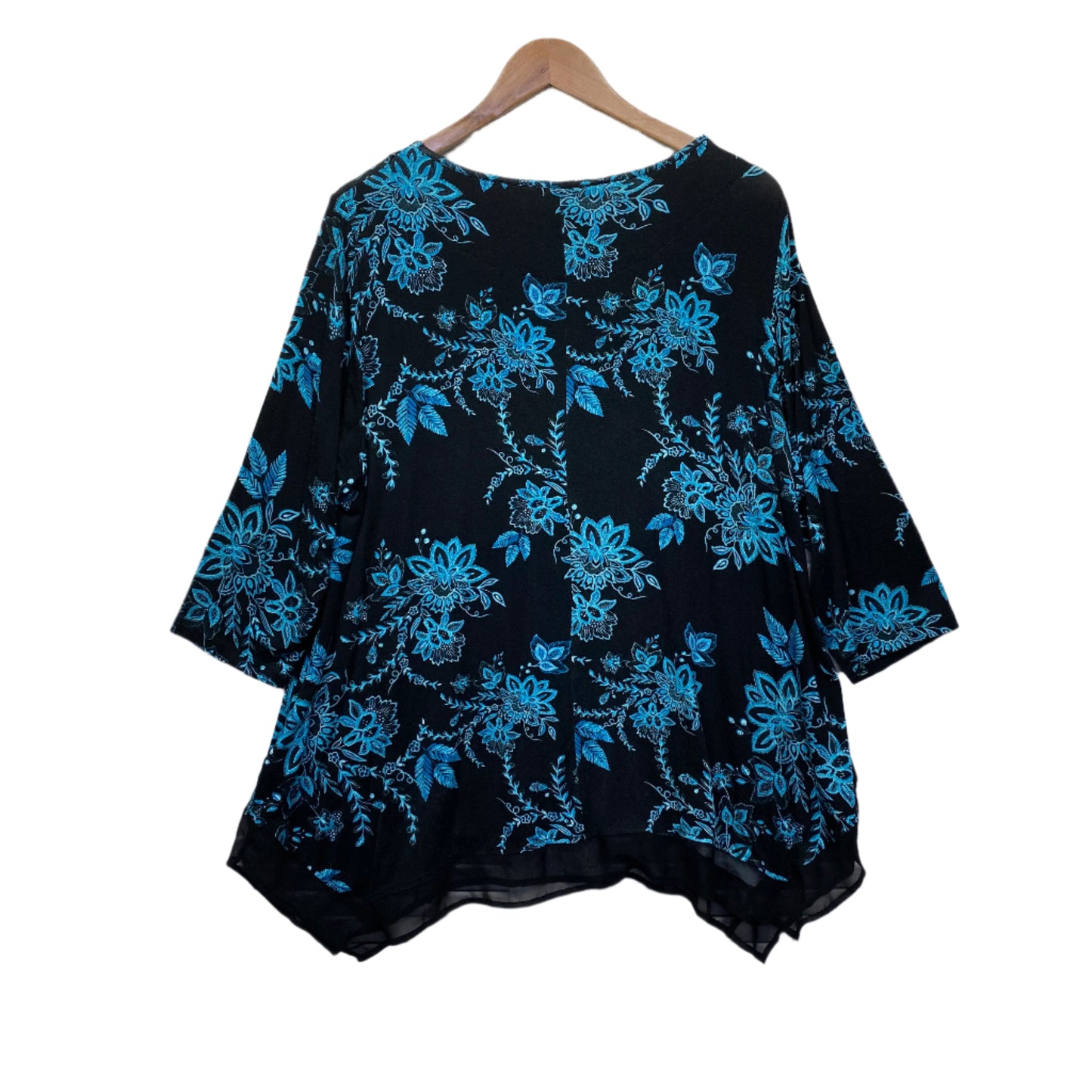 Virtuelle Tunic Top Size 16 Small Black Blue Bamboo Viscose