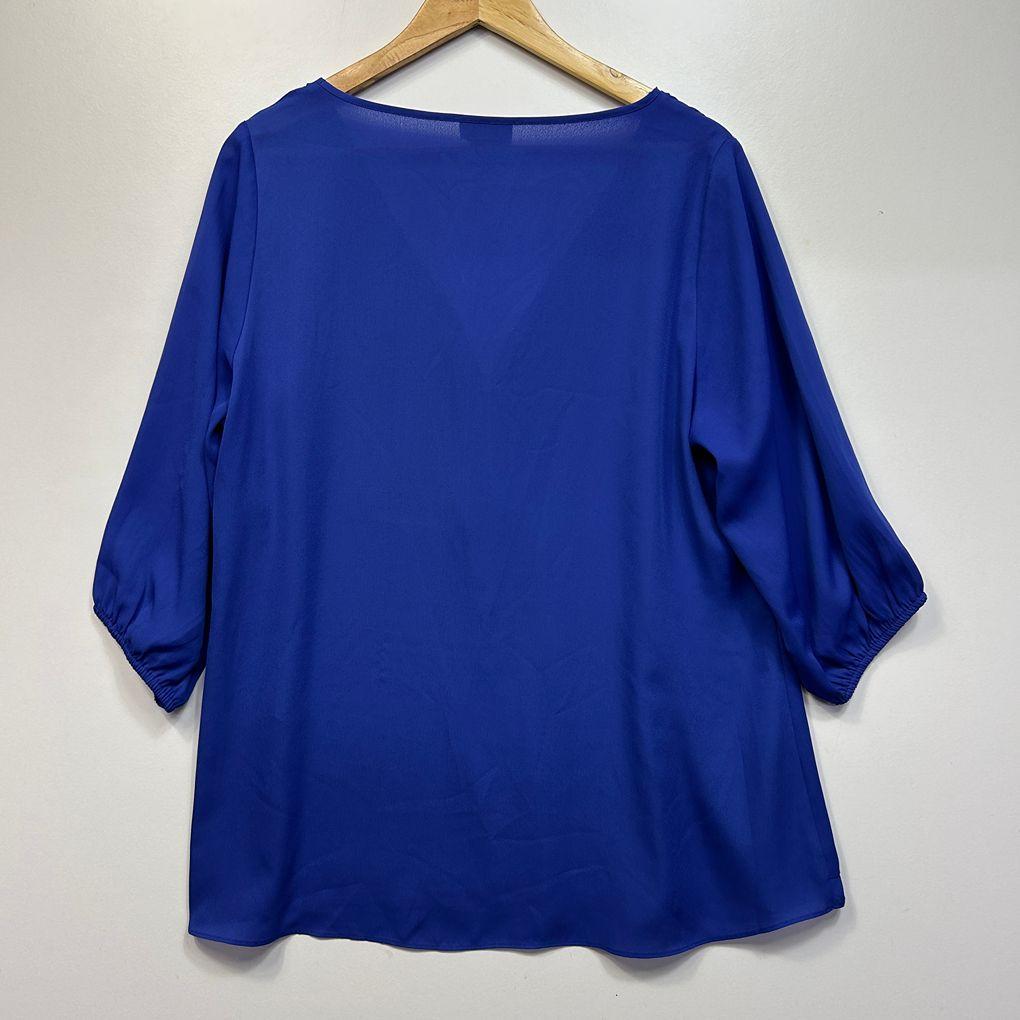 City Chic Blue Zip Front Top - Size S/16