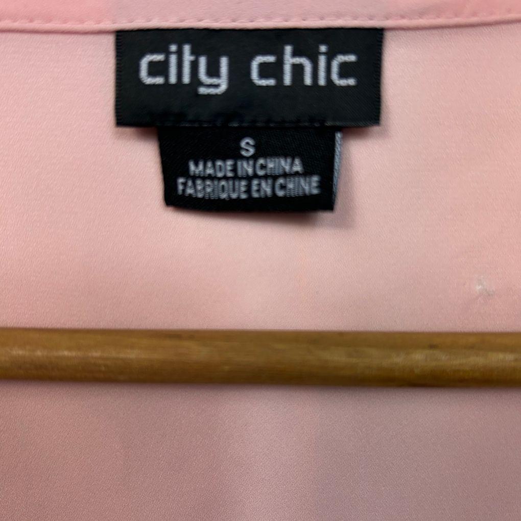 City Chic Pink Zip Front Top - Size S/16