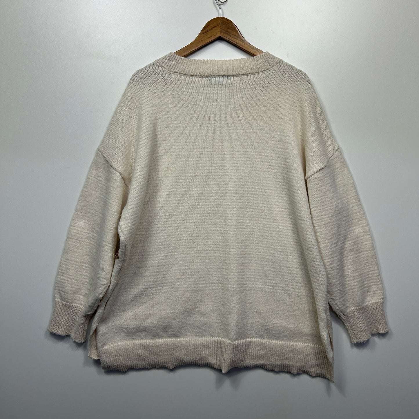 beme Jumper Size 16 18 Cream Stars Sequins Long Sleeve