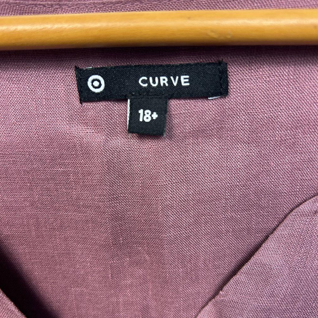 Target Curve Pink Linen Top - Size 18