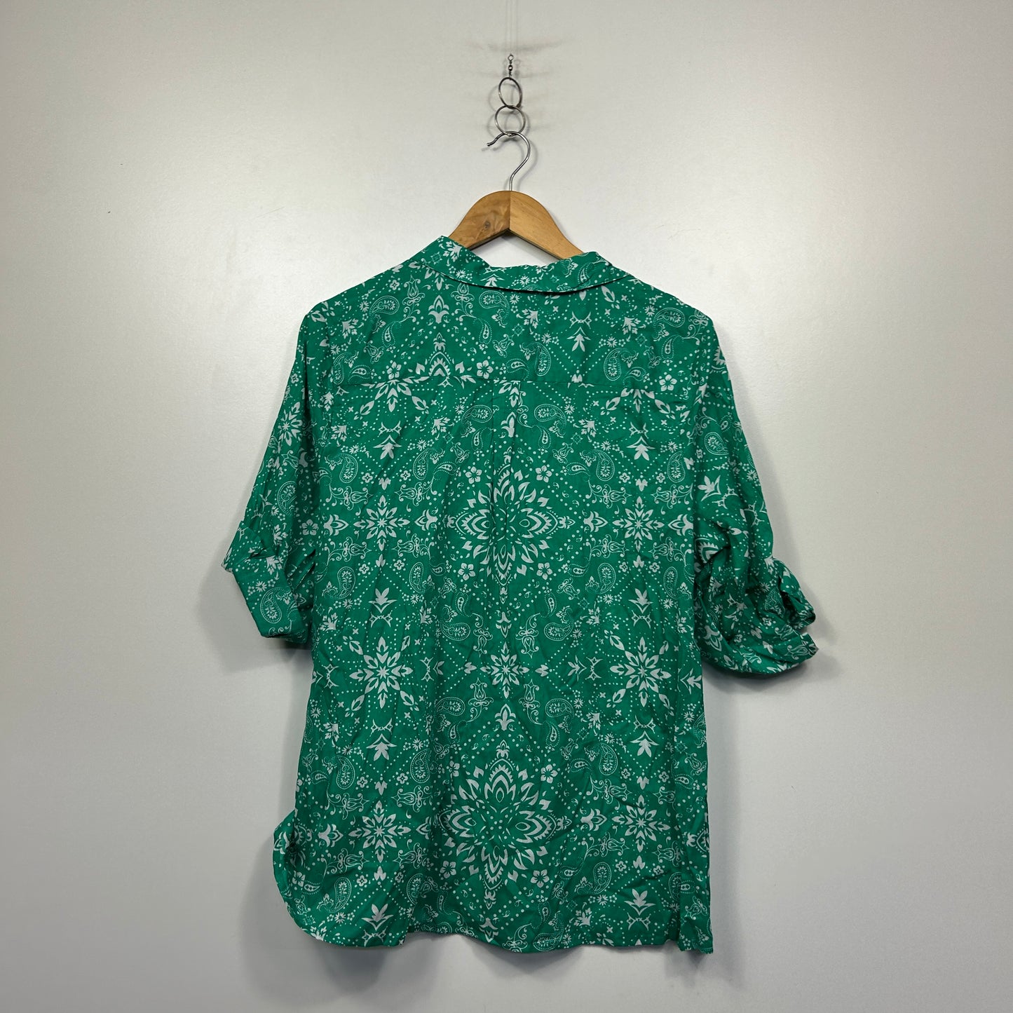 Millers Green Paisley Print Shirt -  Size 16
