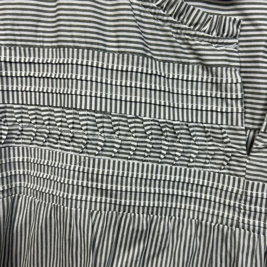 Black Pepper Grey Striped Cotton Top - Size 18