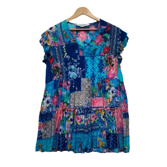 Virtuelle Top Size 14 XS Short Sleeve Multicoloured Floral Viscose