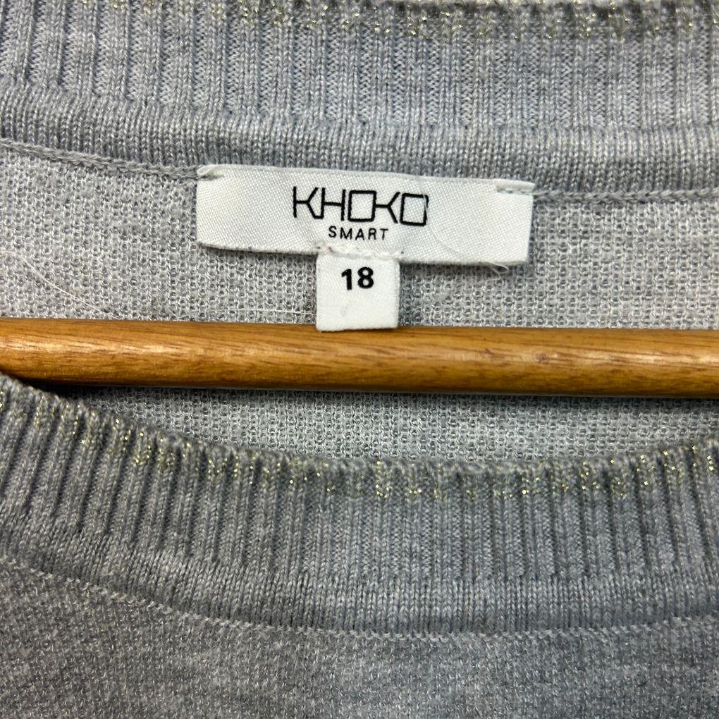 Khoko Smart Grey Striped Jumper - Size 18