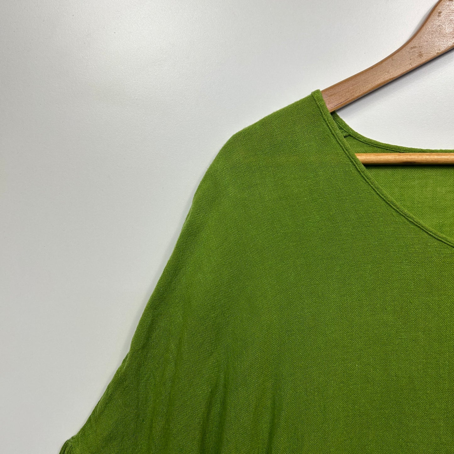 Taking Shape Linen Blend Top Size 16 Small Plus Green Short Sleeve Layered