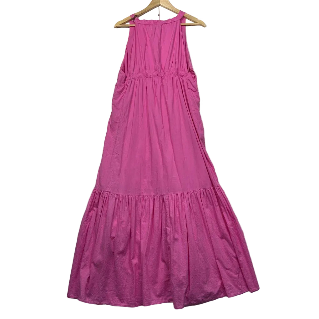 Sussan Pink Cotton Sleeveless Maxi Dress - Size 14