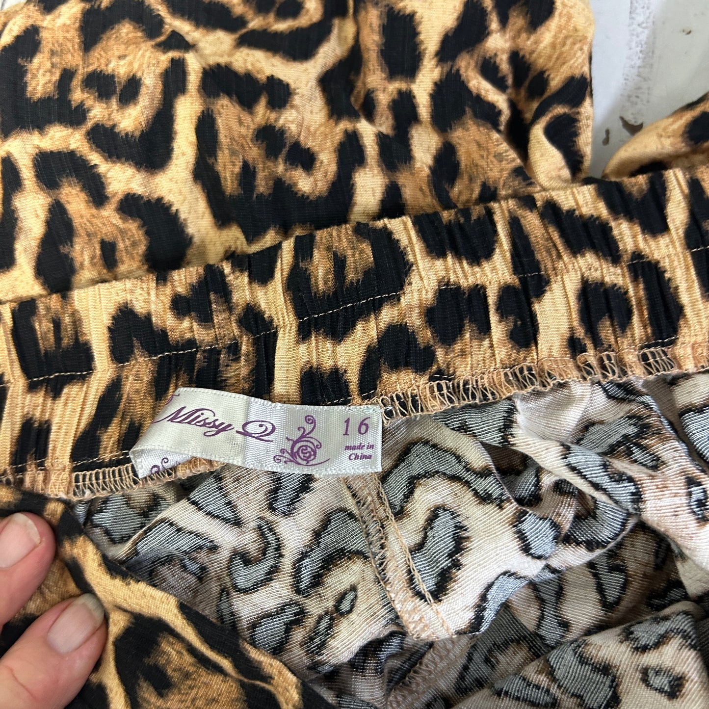 Missy Q Leopard Print Pants - Size 16