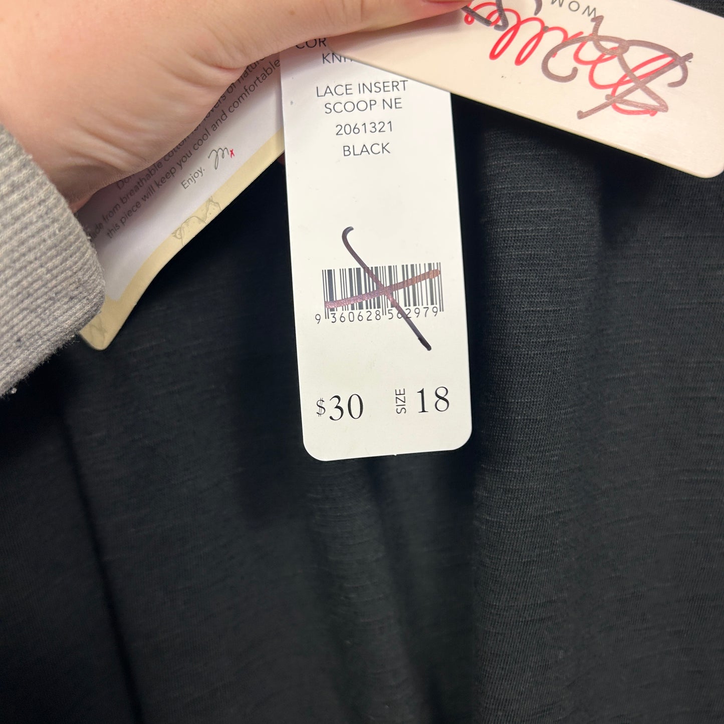 Millers Black Crochet Trim Top - Size 18