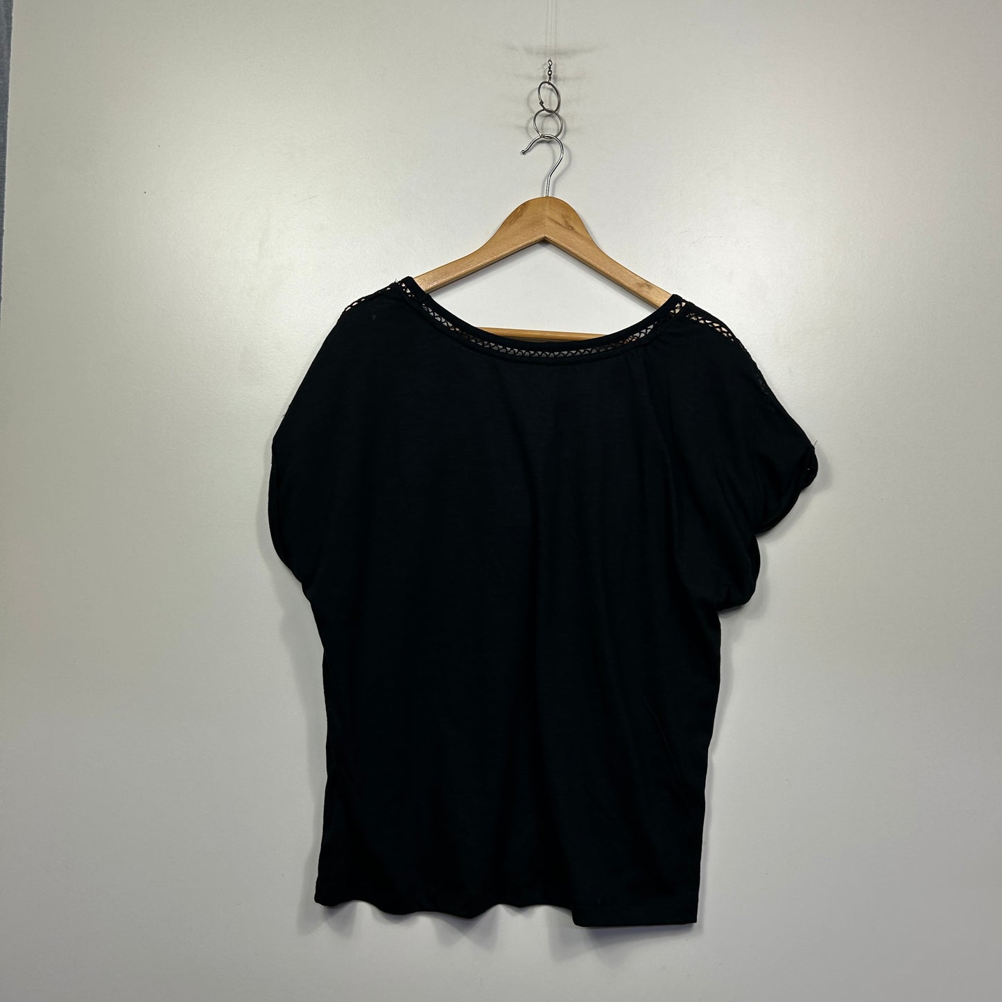 Millers Black Crochet Trim Top - Size 18