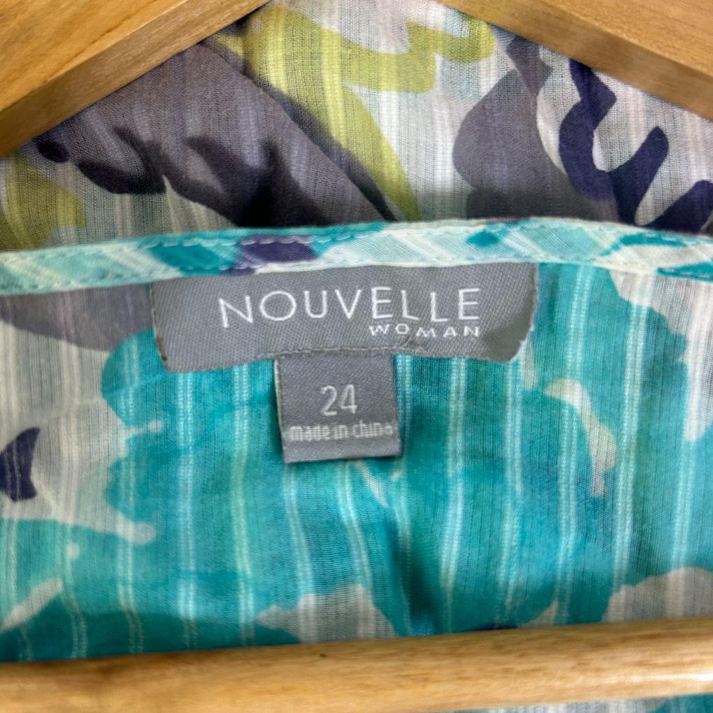 Nouvelle Woman Teal Floral Top -  Size 24