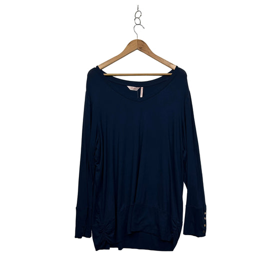 Millers Navy Blue Long Sleeve Top with Button Cuff Detail - Size XXL