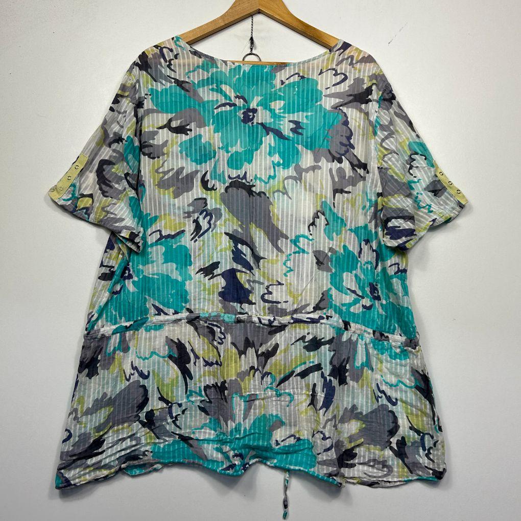 Nouvelle Woman Teal Floral Top -  Size 24