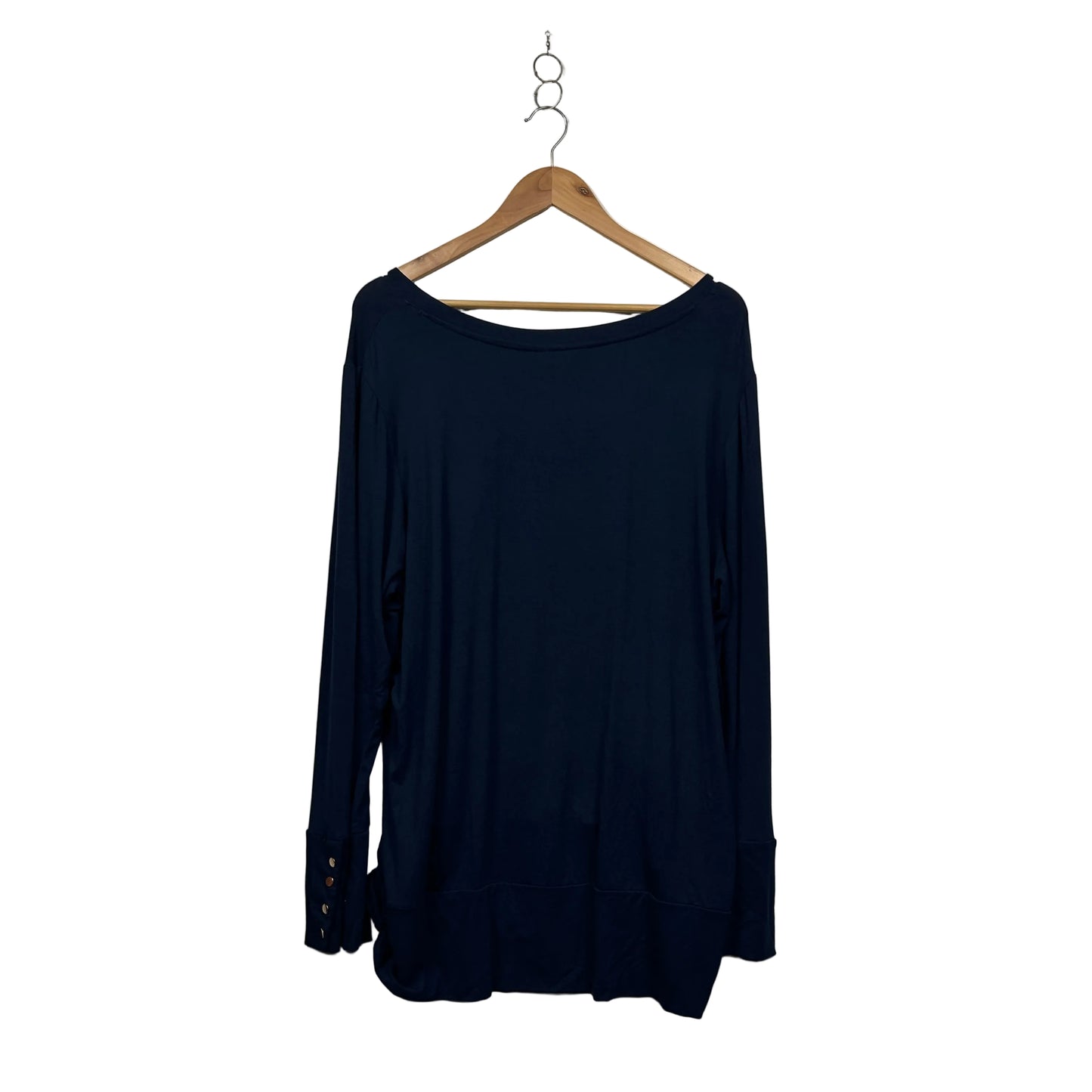 Millers Navy Blue Long Sleeve Top with Button Cuff Detail - Size XXL