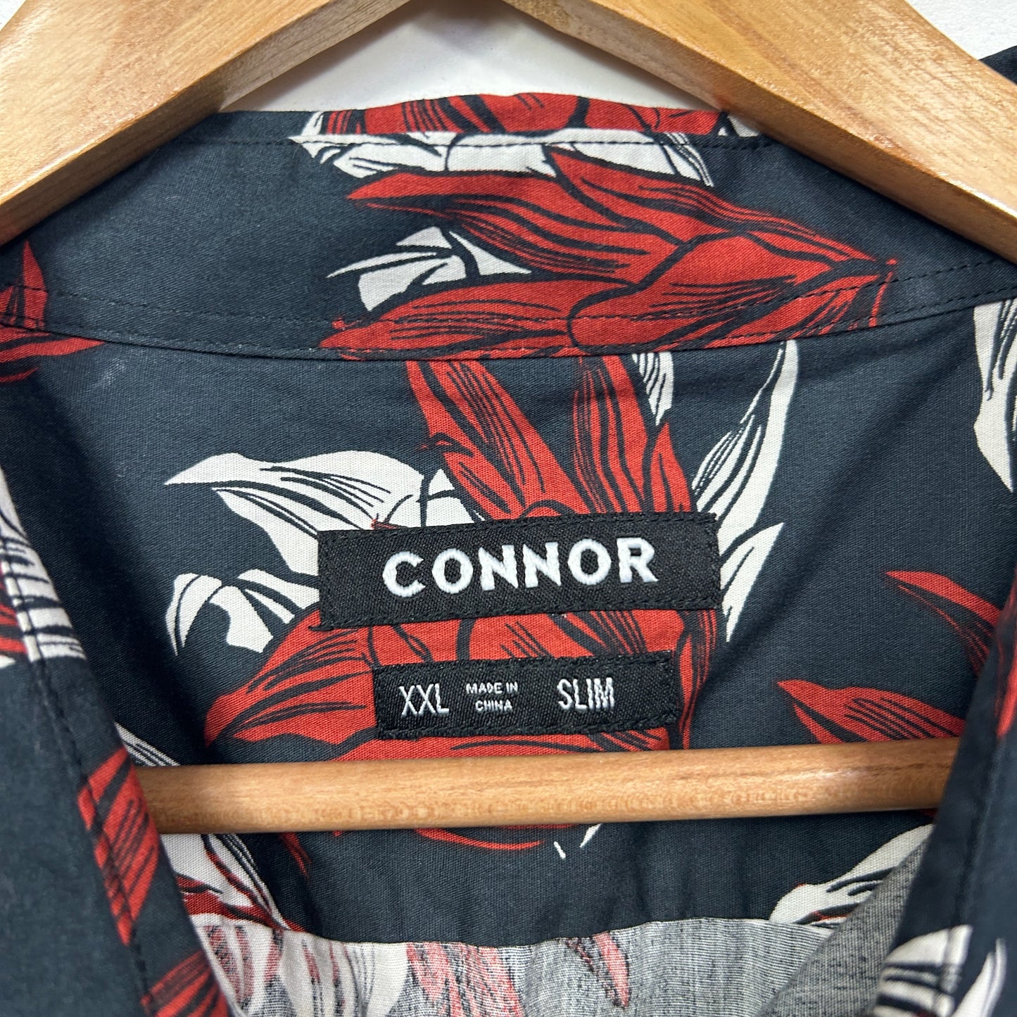 Connor Black Floral Shirt Slim Fit - Size XXL