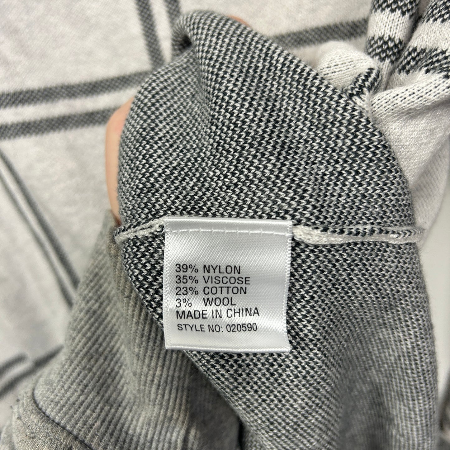 Sussan Grey Windowpane Check Wool Blend Knit Top - Size XL