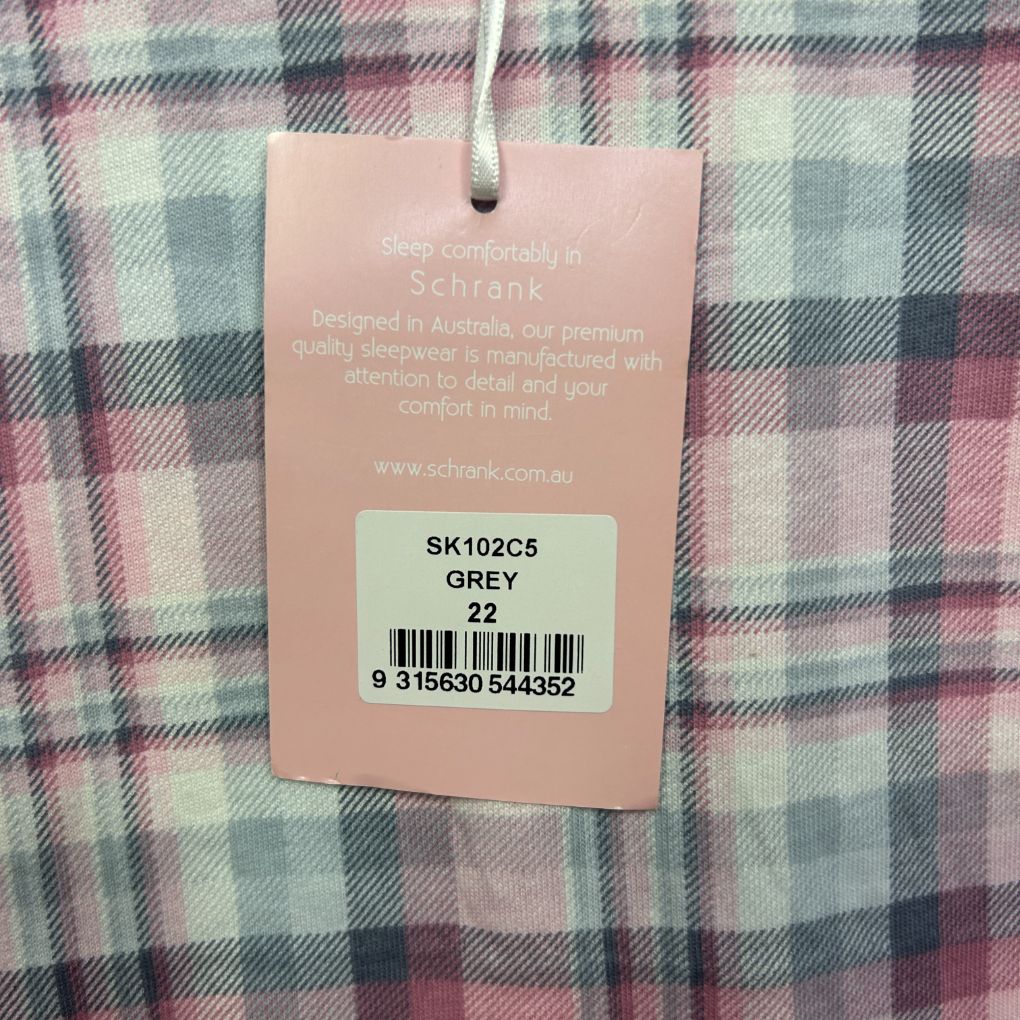 Schrank Sleep Checked Long Sleeve PJ Top - Size 22