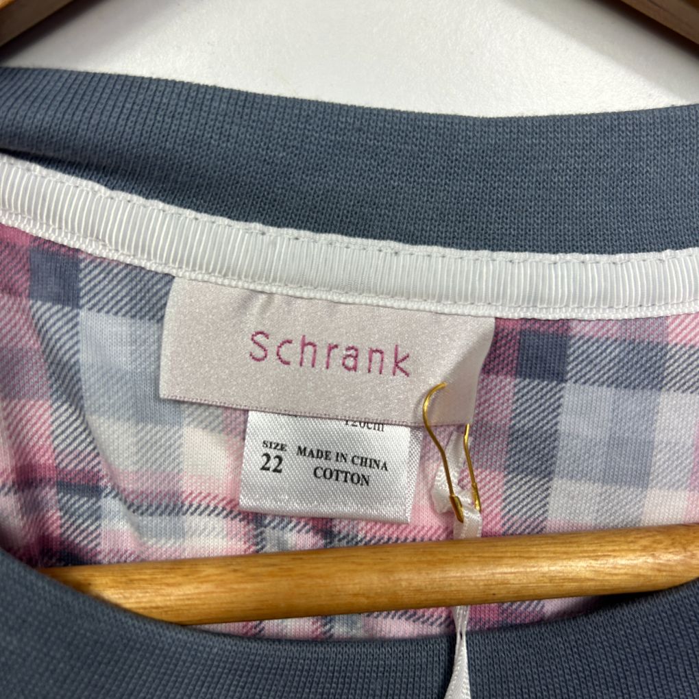 Schrank Sleep Checked Long Sleeve PJ Top - Size 22