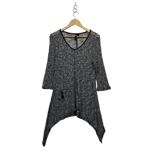 Taking Shape Black Mesh Knit Sheer Asymmetric Tunic - Size 14/XS