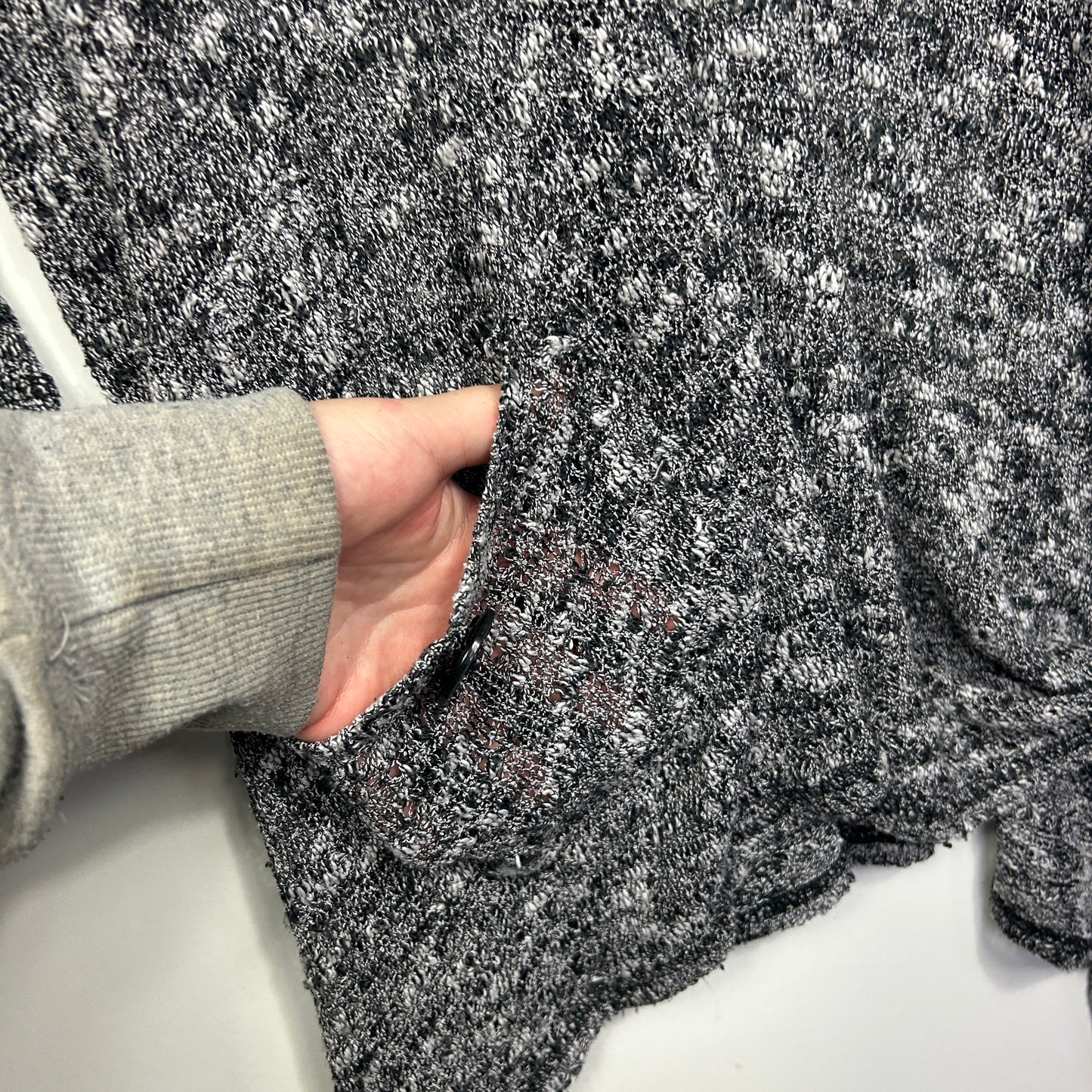 Taking Shape Black Mesh Knit Sheer Asymmetric Tunic - Size 14/XS