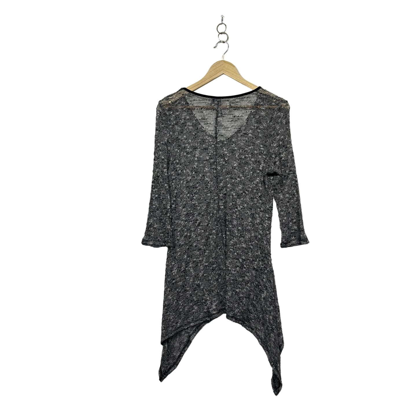 Taking Shape Black Mesh Knit Sheer Asymmetric Tunic - Size 14/XS