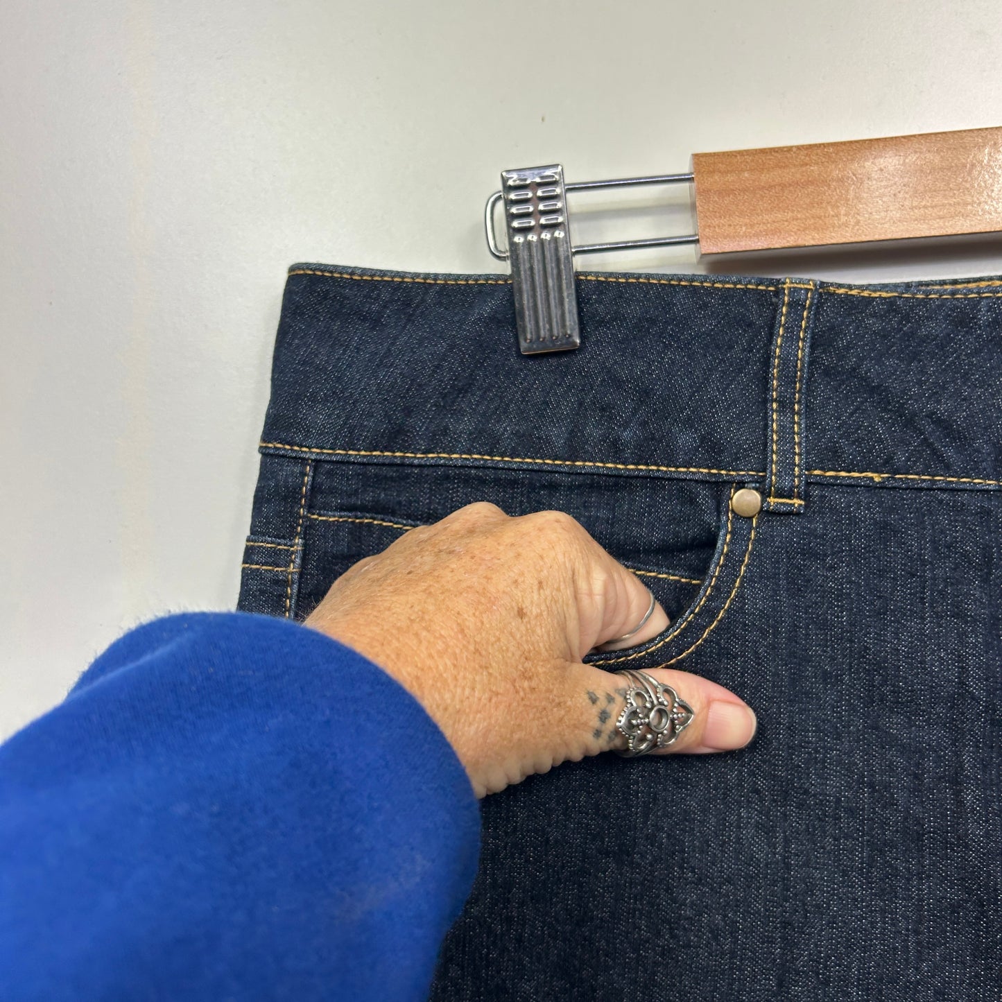 Rockmans Denim Shorts Size 14 Dark Wash