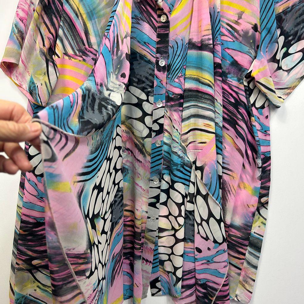 Vivid Multicoloured Print Shirt - Size 18