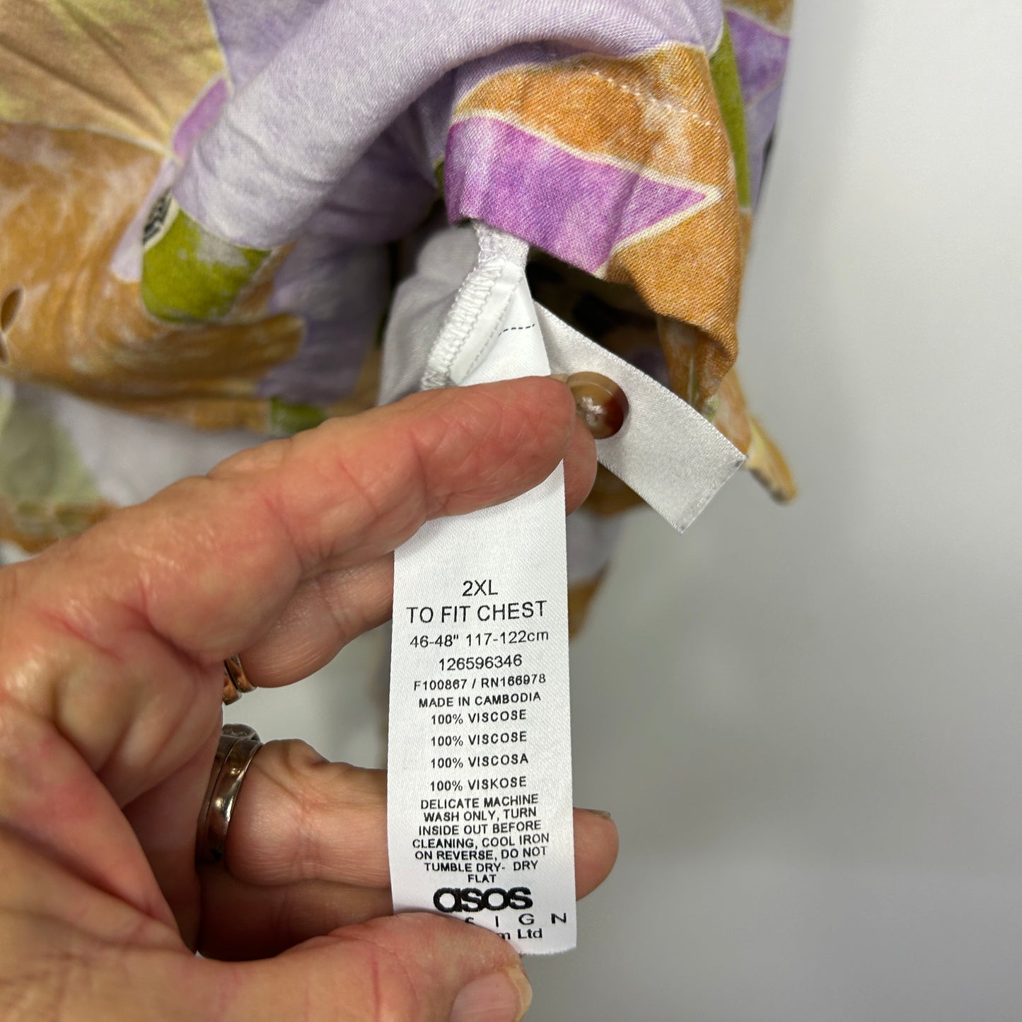 ASOS Design Multicoloured Abstract Print Unisex Button Up Shirt - Size 2XL