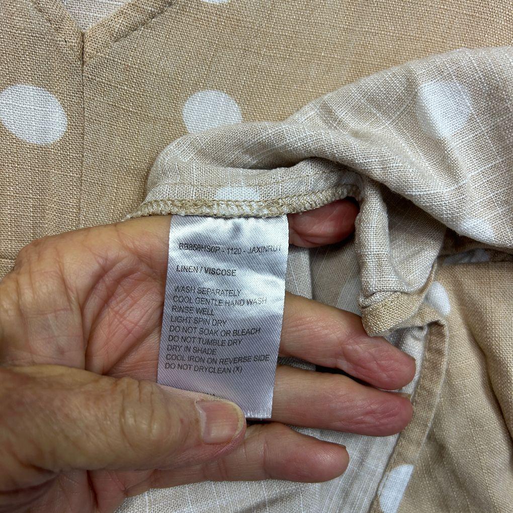 Betty Basics Beige Linen Spot Dress - Size 16 (Altered)