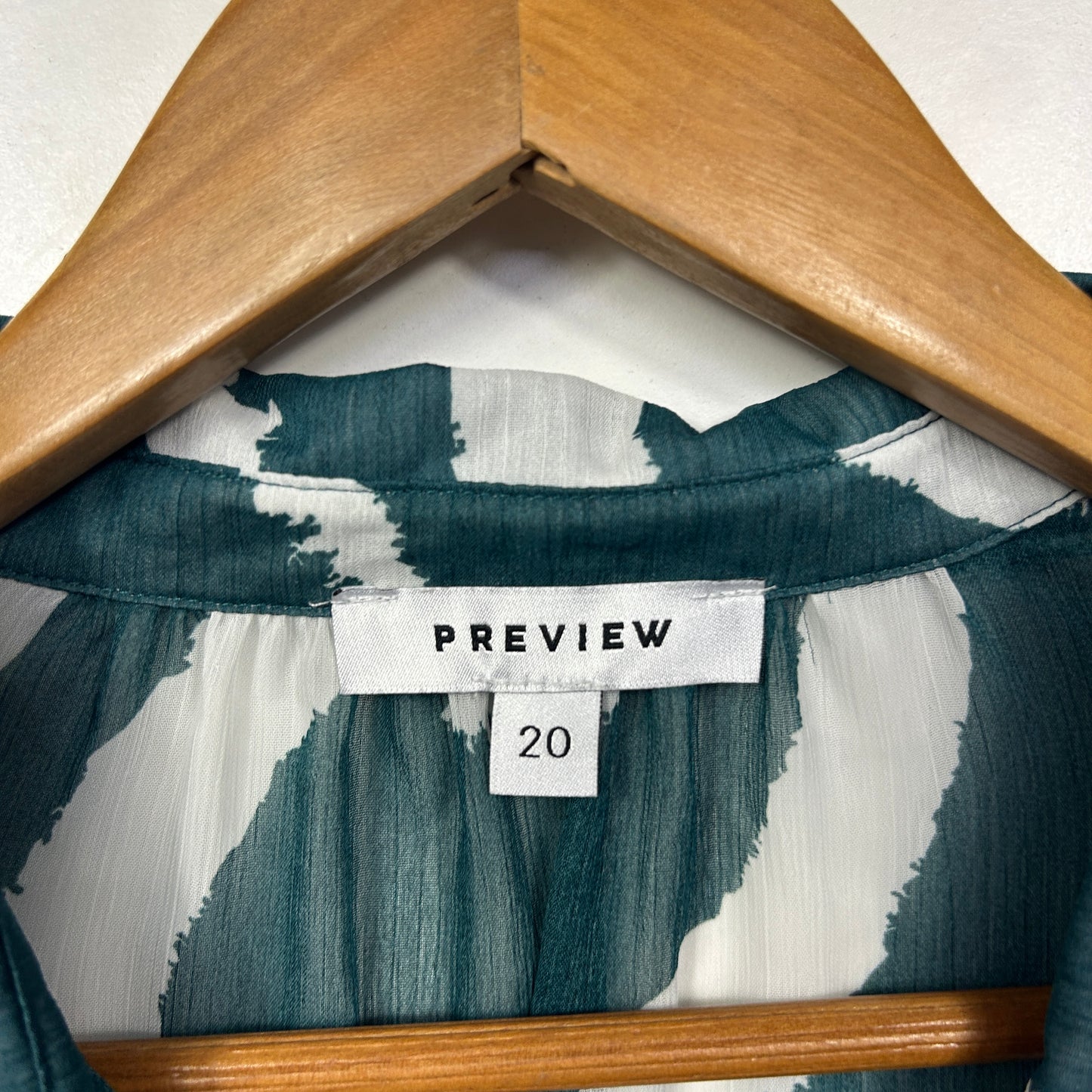 Preview Teal Abstract Print Sheer Shirt - Size 20