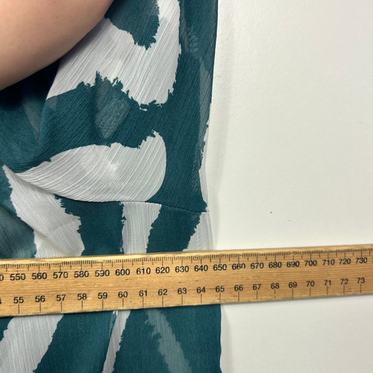 Preview Teal Abstract Print Sheer Shirt - Size 20