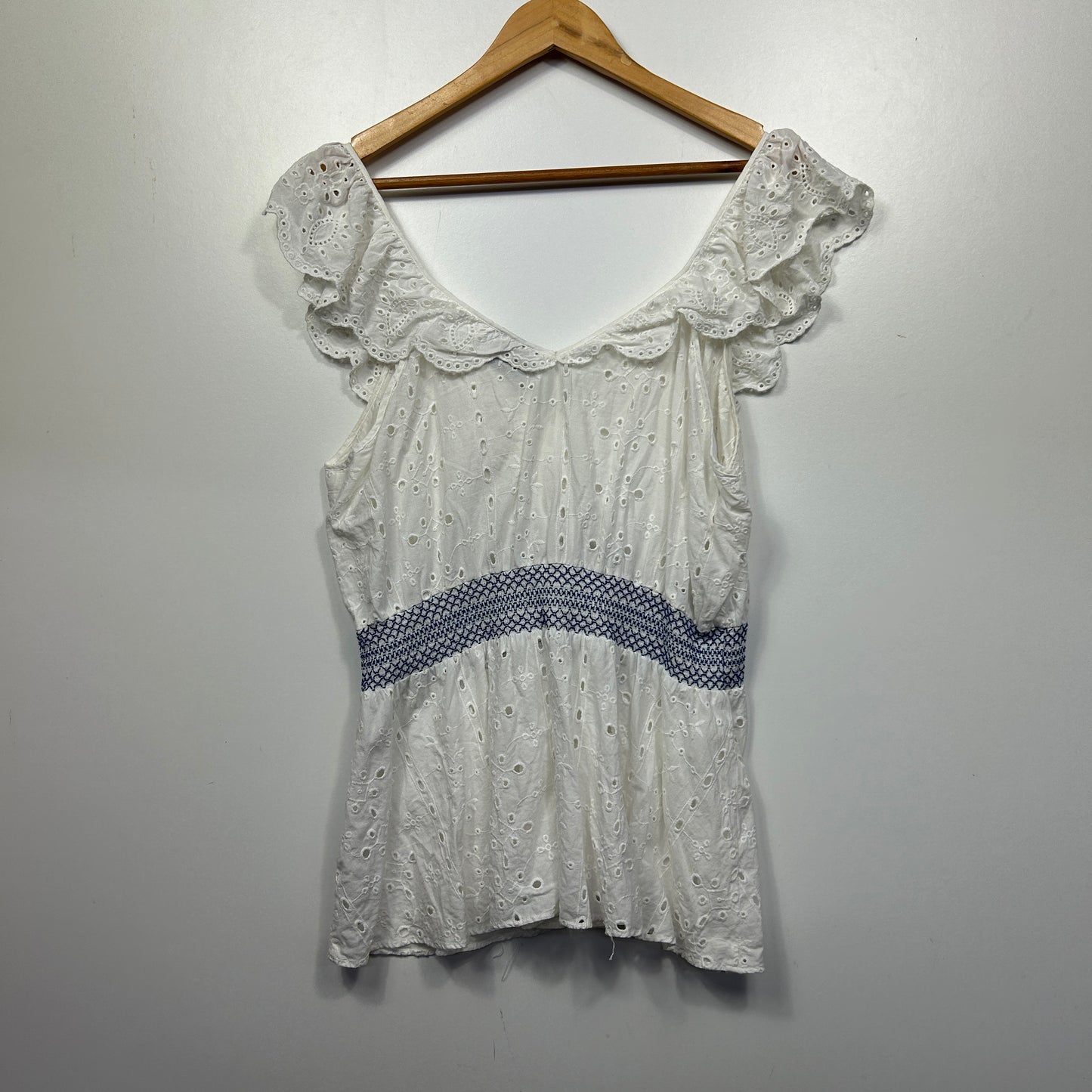 City Chic White Broderie Anglaise Top - Size 18/M