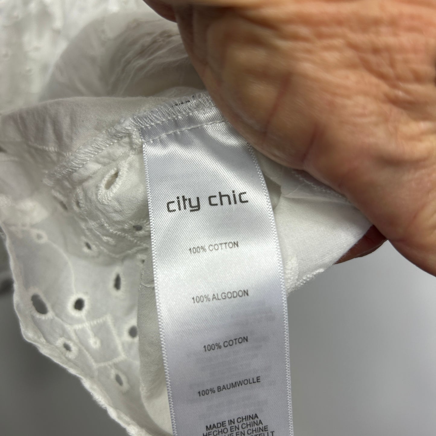 City Chic White Broderie Anglaise Top - Size 18/M