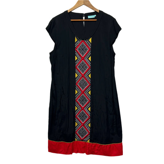 Blue Illusion Dress Size 16 2XL Short Sleeve Embroidered Viscose