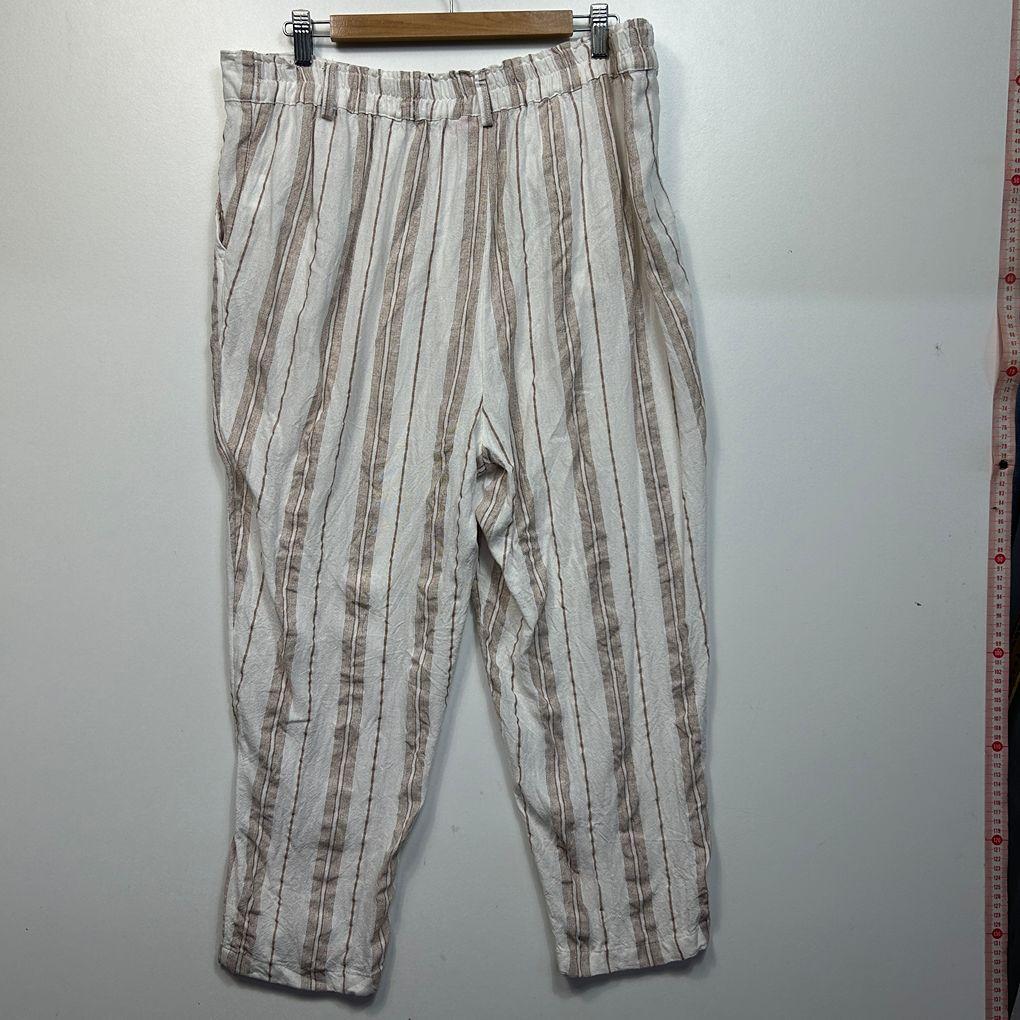 Millers Beige Linen Striped Pants - Size 18