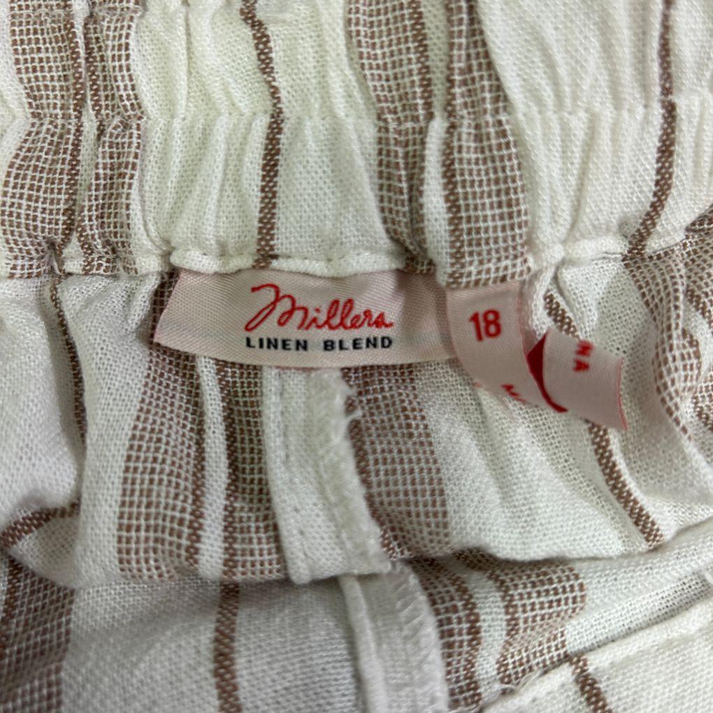 Millers Beige Linen Striped Pants - Size 18