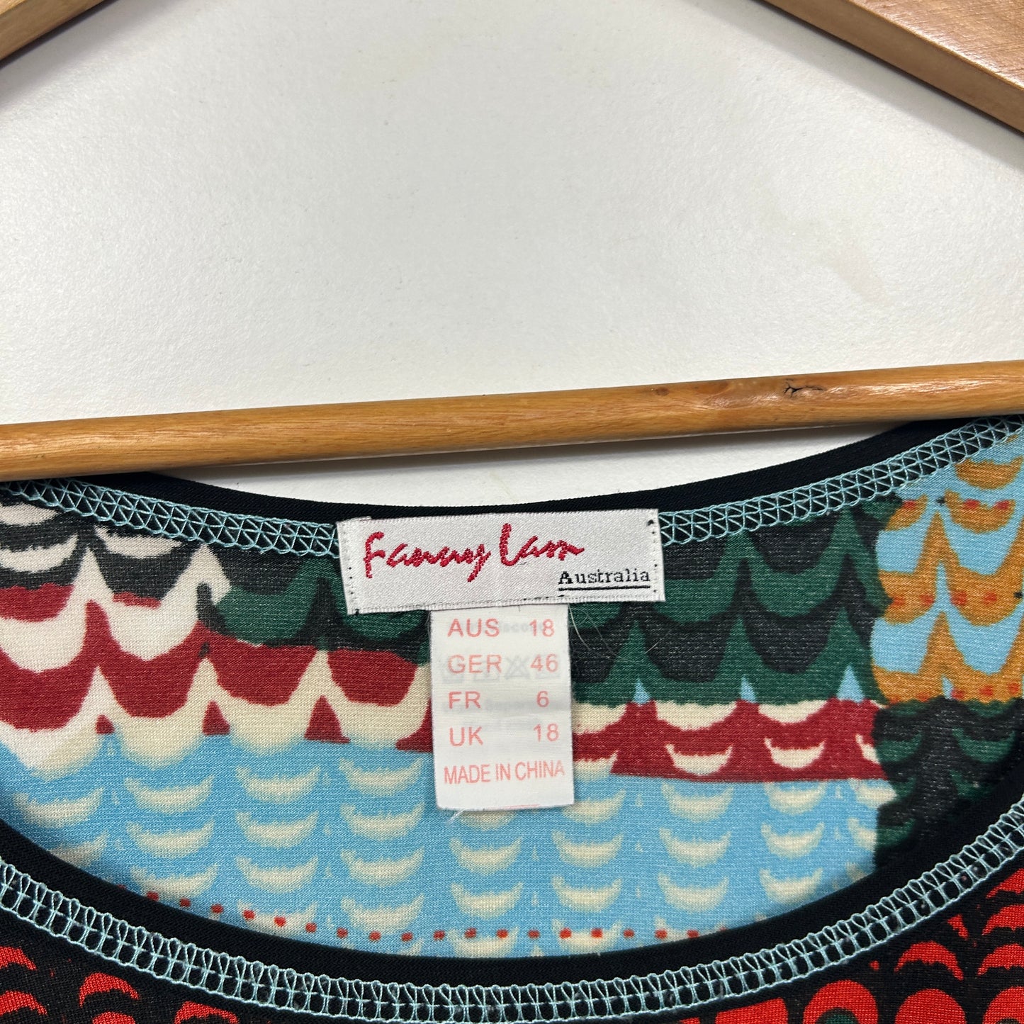 Flanning Lam Multicolor Patchwork Print Top - Size 18