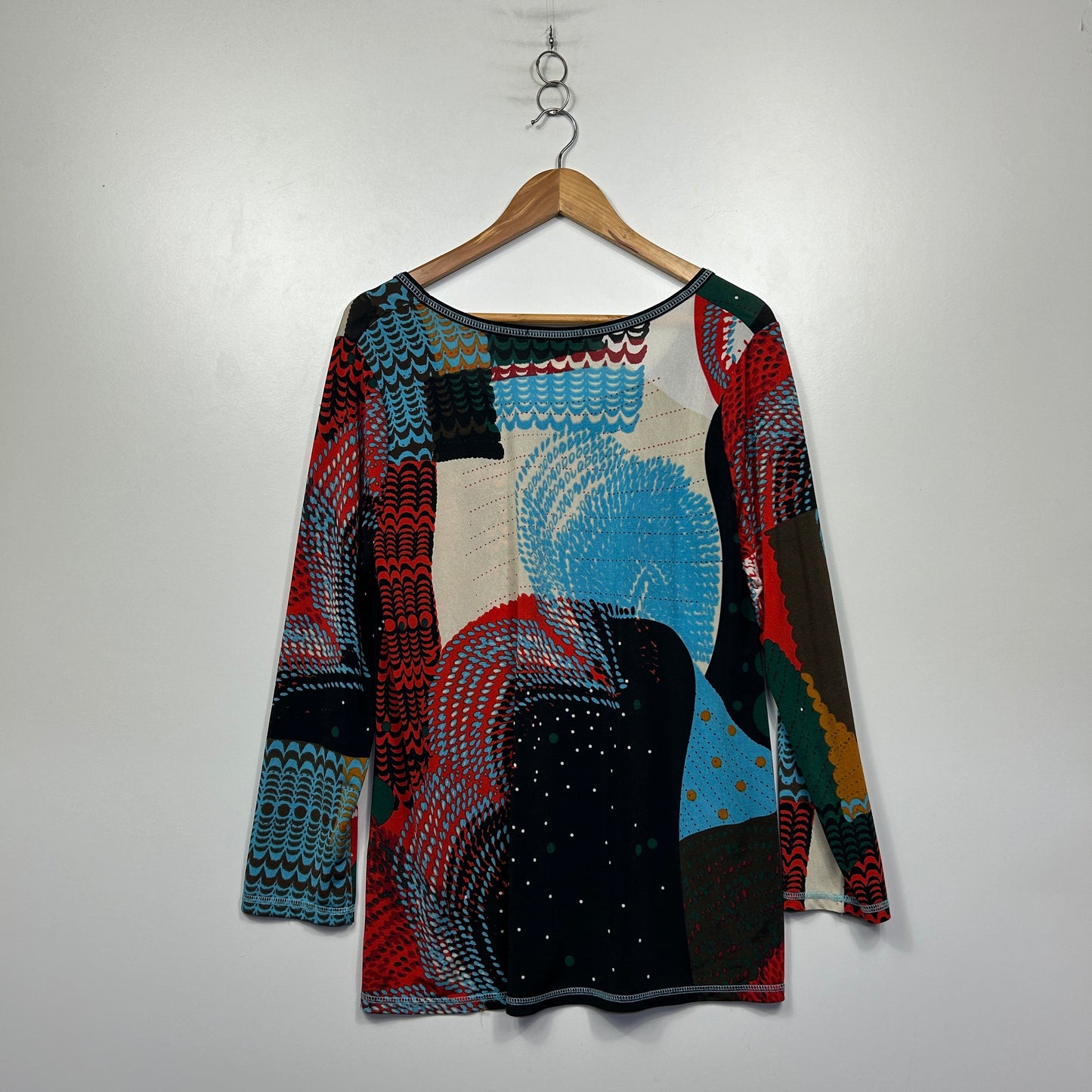 Flanning Lam Multicolor Patchwork Print Top - Size 18