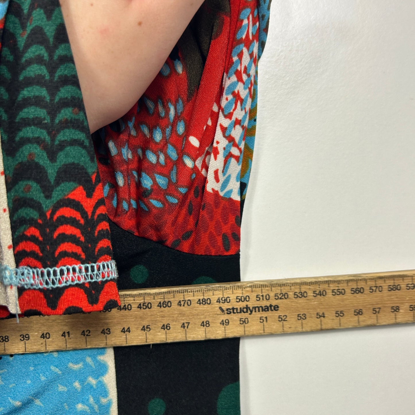 Flanning Lam Multicolor Patchwork Print Top - Size 18