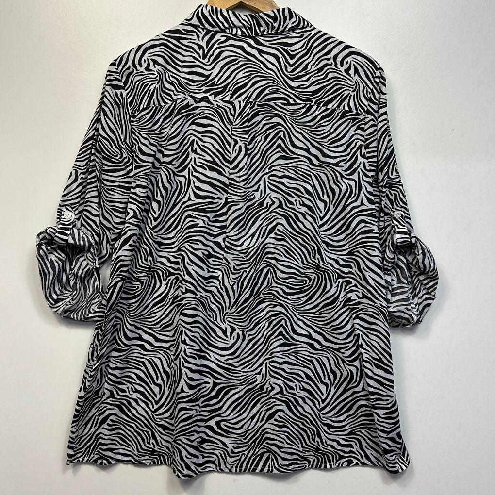 Millers Black and White Cotton Shirt - Size 18